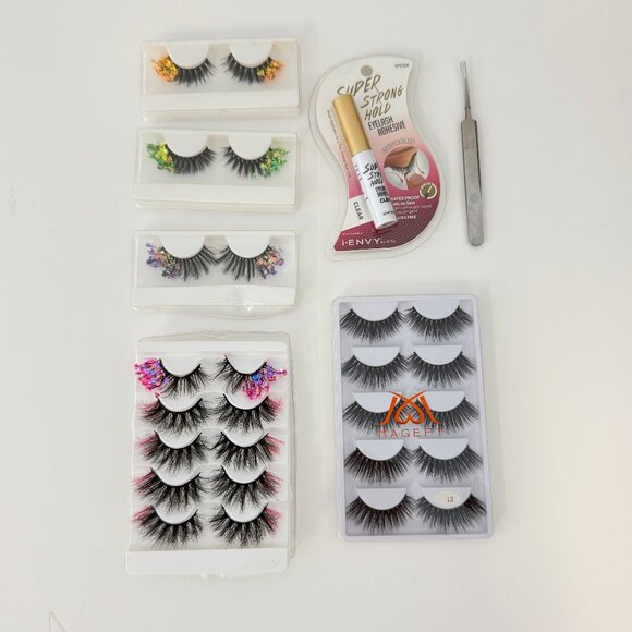 13 Sets of Fake False Eyelashes Standard Black & Colored Jewel Bedazzled - Picture 1 of 4